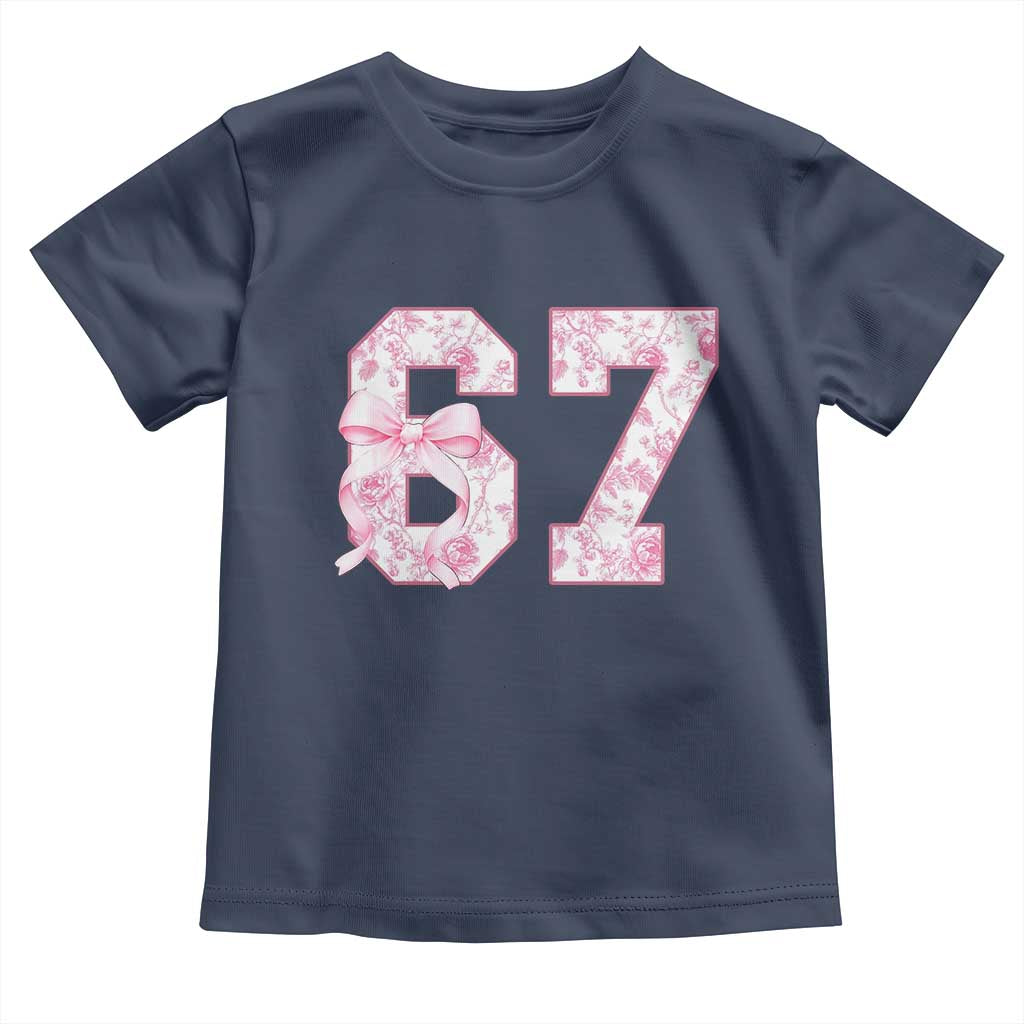 Six Seven Coquette Girl Toddler T Shirt Funny 67 Meme Gen Alpha Slang Pink Floral Bow Aesthetic - Wonder Print Shop