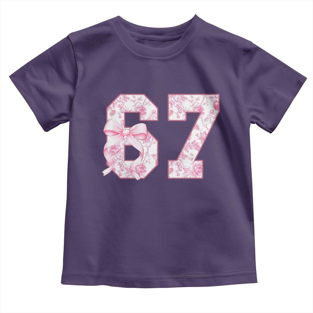 Six Seven Coquette Girl Toddler T Shirt Funny 67 Meme Gen Alpha Slang Pink Floral Bow Aesthetic - Wonder Print Shop
