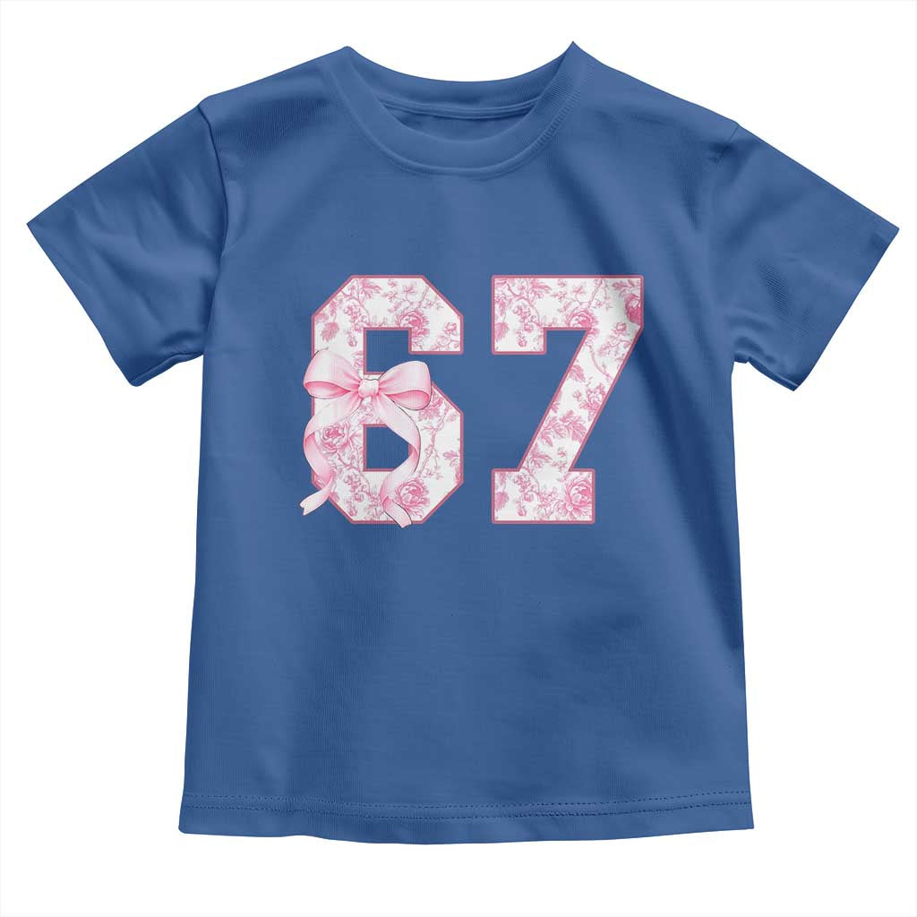 Six Seven Coquette Girl Toddler T Shirt Funny 67 Meme Gen Alpha Slang Pink Floral Bow Aesthetic - Wonder Print Shop