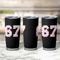 Six Seven Coquette Girl Tumbler Cup Funny 67 Meme Gen Alpha Slang Pink Floral Bow Aesthetic - Wonder Print Shop