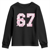 Six Seven Coquette Girl Youth Sweatshirt Funny 67 Meme Gen Alpha Slang Pink Floral Bow Aesthetic - Wonder Print Shop