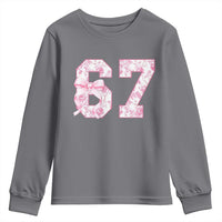 Six Seven Coquette Girl Youth Sweatshirt Funny 67 Meme Gen Alpha Slang Pink Floral Bow Aesthetic - Wonder Print Shop