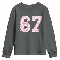 Six Seven Coquette Girl Youth Sweatshirt Funny 67 Meme Gen Alpha Slang Pink Floral Bow Aesthetic - Wonder Print Shop