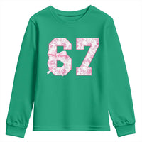 Six Seven Coquette Girl Youth Sweatshirt Funny 67 Meme Gen Alpha Slang Pink Floral Bow Aesthetic - Wonder Print Shop