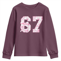 Six Seven Coquette Girl Youth Sweatshirt Funny 67 Meme Gen Alpha Slang Pink Floral Bow Aesthetic - Wonder Print Shop