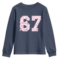 Six Seven Coquette Girl Youth Sweatshirt Funny 67 Meme Gen Alpha Slang Pink Floral Bow Aesthetic - Wonder Print Shop