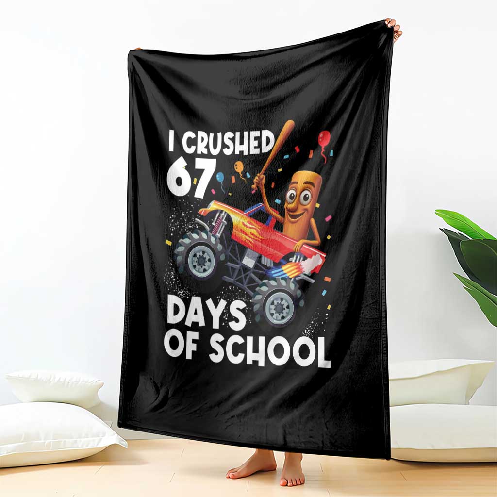 67 Days of School Monster Truck Throw Blanket 67th Day Boys Tung Tung Tung Sahur - Wonder Print Shop