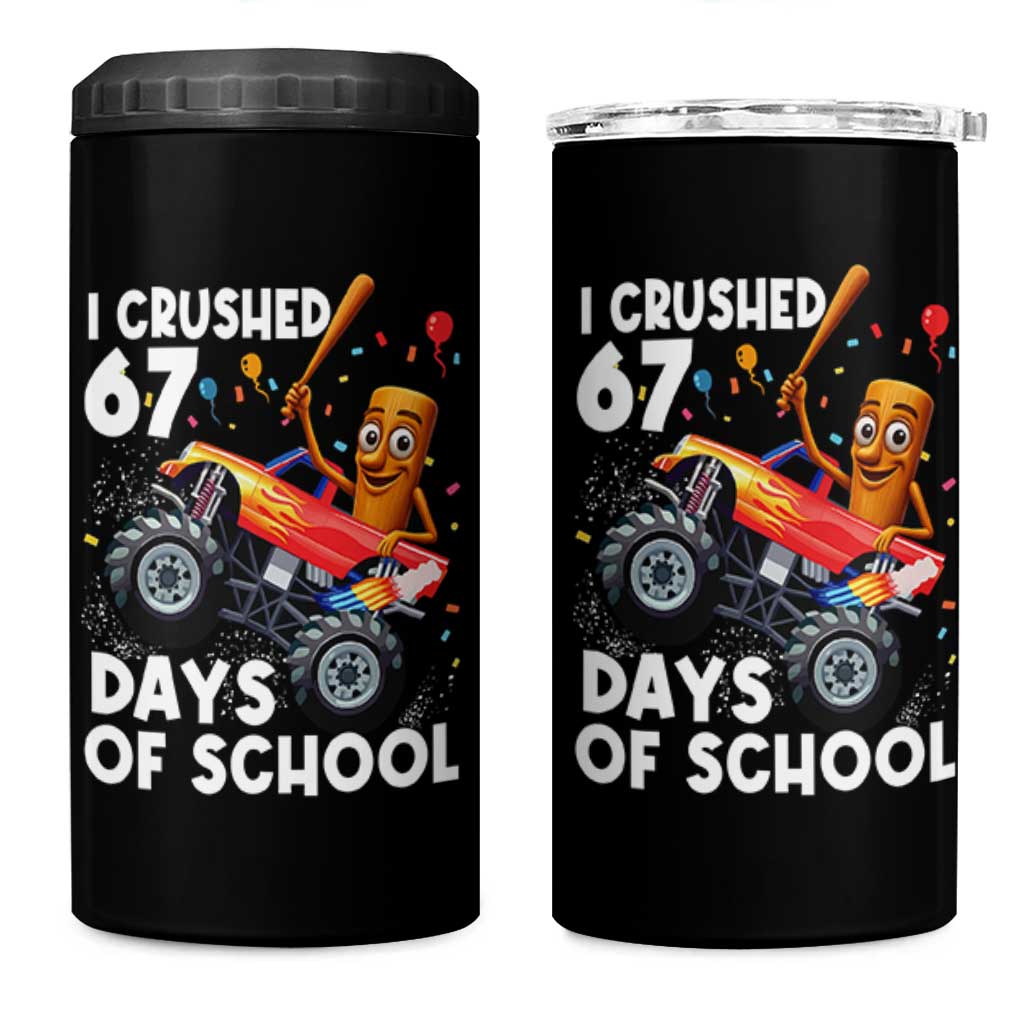 67 Days of School Monster Truck 4 in 1 Can Cooler Tumbler 67th Day Boys Tung Tung Tung Sahur - Wonder Print Shop