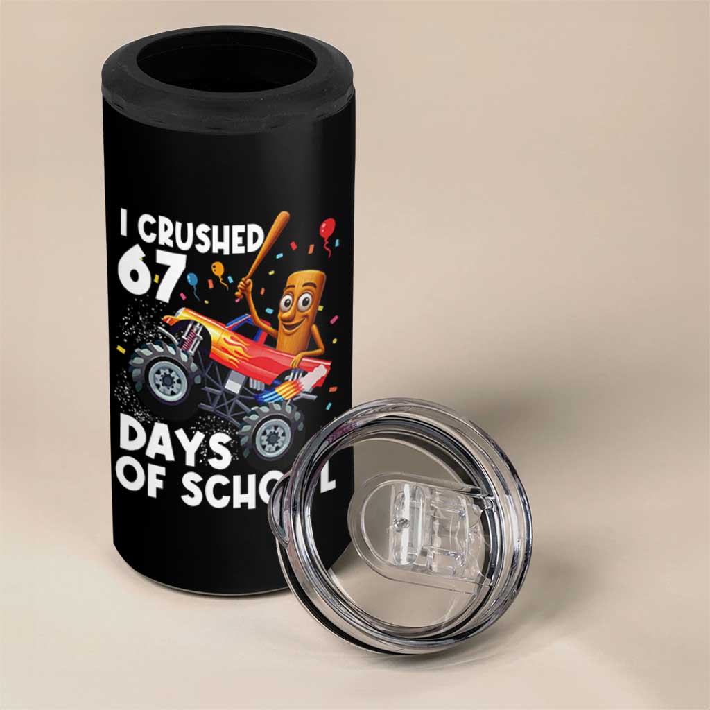 67 Days of School Monster Truck 4 in 1 Can Cooler Tumbler 67th Day Boys Tung Tung Tung Sahur - Wonder Print Shop