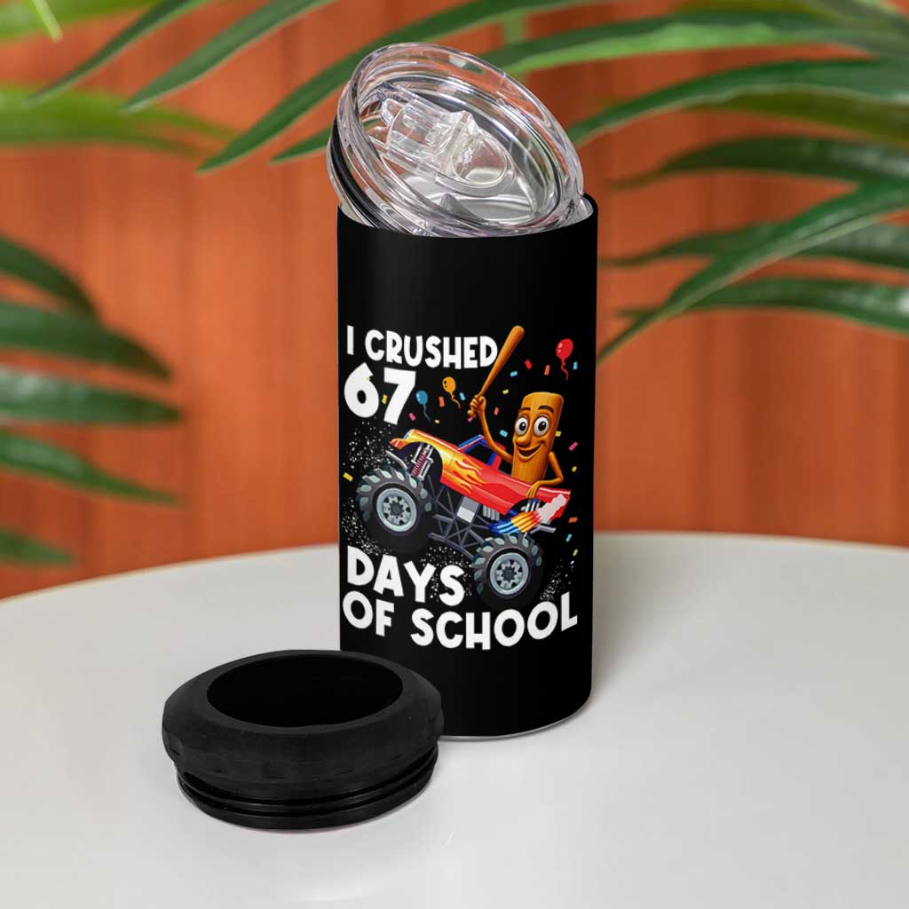 67 Days of School Monster Truck 4 in 1 Can Cooler Tumbler 67th Day Boys Tung Tung Tung Sahur - Wonder Print Shop