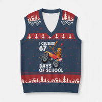 67 Days of School Monster Truck V-Neck Knit Sweater Vest 67th Day Boys Tung Tung Tung Sahur - Wonder Print Shop