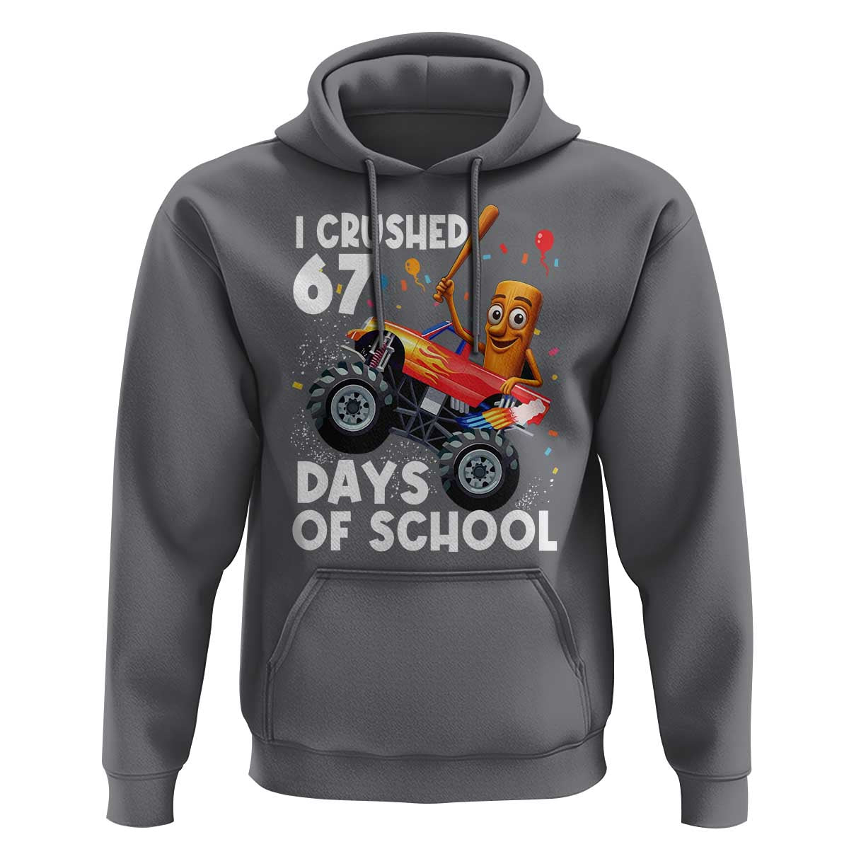 67 Days of School Monster Truck Hoodie 67th Day Boys Tung Tung Tung Sahur - Wonder Print Shop