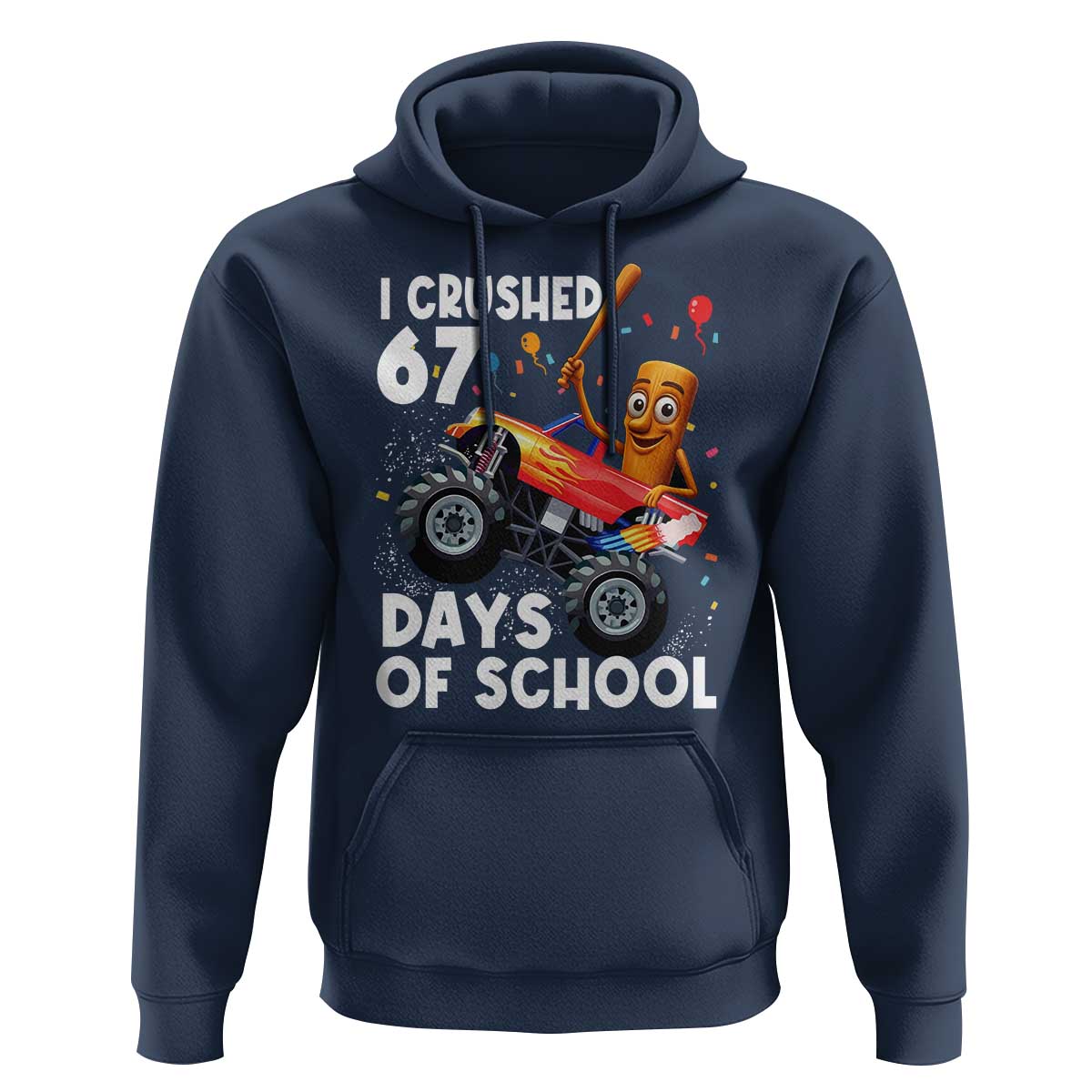 67 Days of School Monster Truck Hoodie 67th Day Boys Tung Tung Tung Sahur - Wonder Print Shop