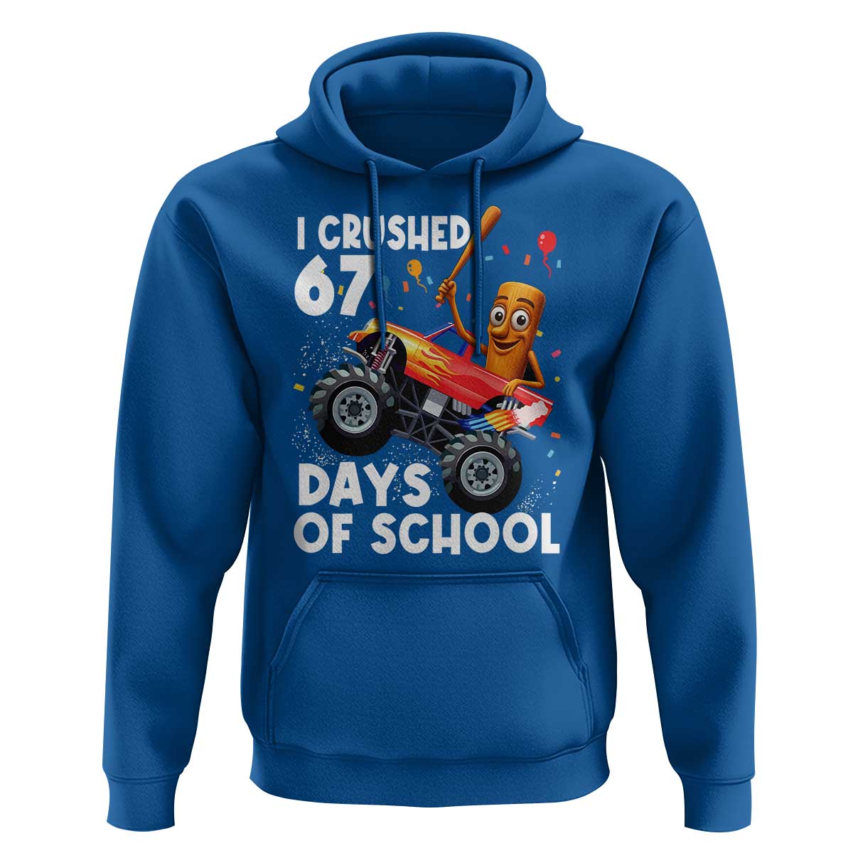 67 Days of School Monster Truck Hoodie 67th Day Boys Tung Tung Tung Sahur - Wonder Print Shop