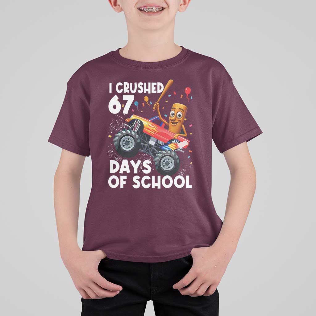 67 Days of School Monster Truck T Shirt For Kid 67th Day Boys Tung Tung Tung Sahur - Wonder Print Shop