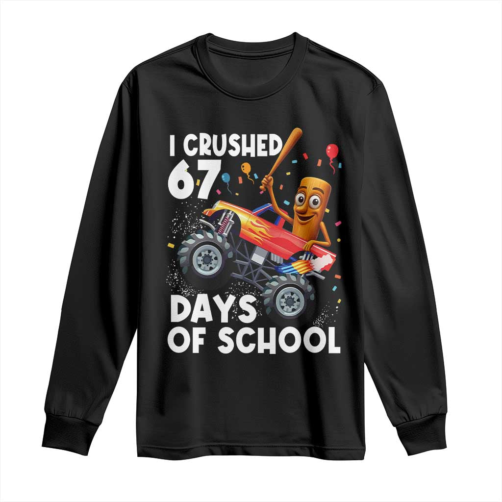 67 Days of School Monster Truck Long Sleeve Shirt 67th Day Boys Tung Tung Tung Sahur - Wonder Print Shop