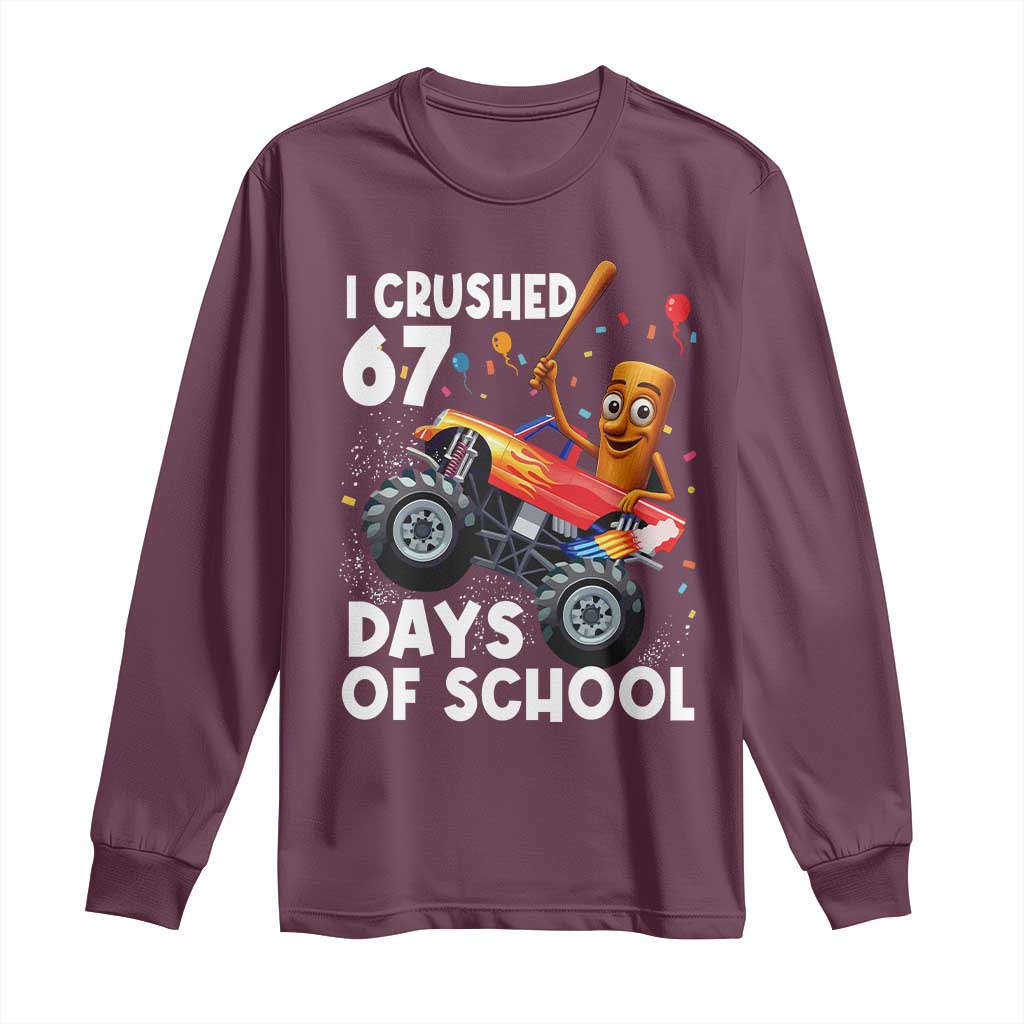 67 Days of School Monster Truck Long Sleeve Shirt 67th Day Boys Tung Tung Tung Sahur - Wonder Print Shop