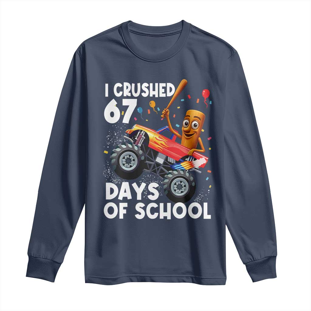 67 Days of School Monster Truck Long Sleeve Shirt 67th Day Boys Tung Tung Tung Sahur - Wonder Print Shop