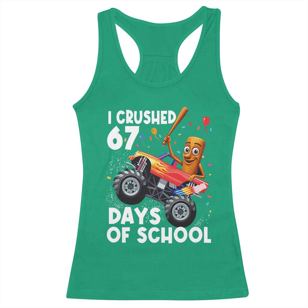 67 Days of School Monster Truck Racerback Tank Top 67th Day Boys Tung Tung Tung Sahur - Wonder Print Shop