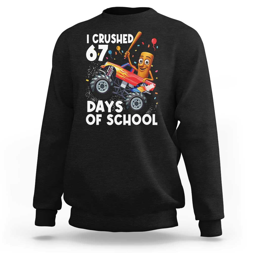 67 Days of School Monster Truck Sweatshirt 67th Day Boys Tung Tung Tung Sahur - Wonder Print Shop