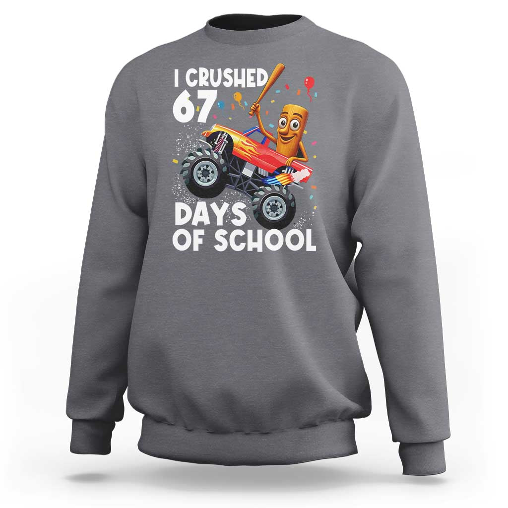 67 Days of School Monster Truck Sweatshirt 67th Day Boys Tung Tung Tung Sahur - Wonder Print Shop
