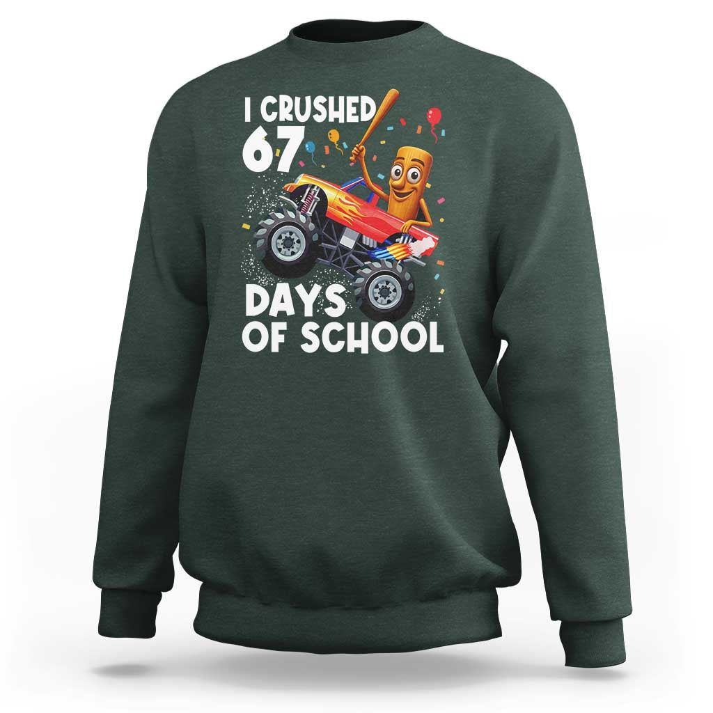 67 Days of School Monster Truck Sweatshirt 67th Day Boys Tung Tung Tung Sahur - Wonder Print Shop