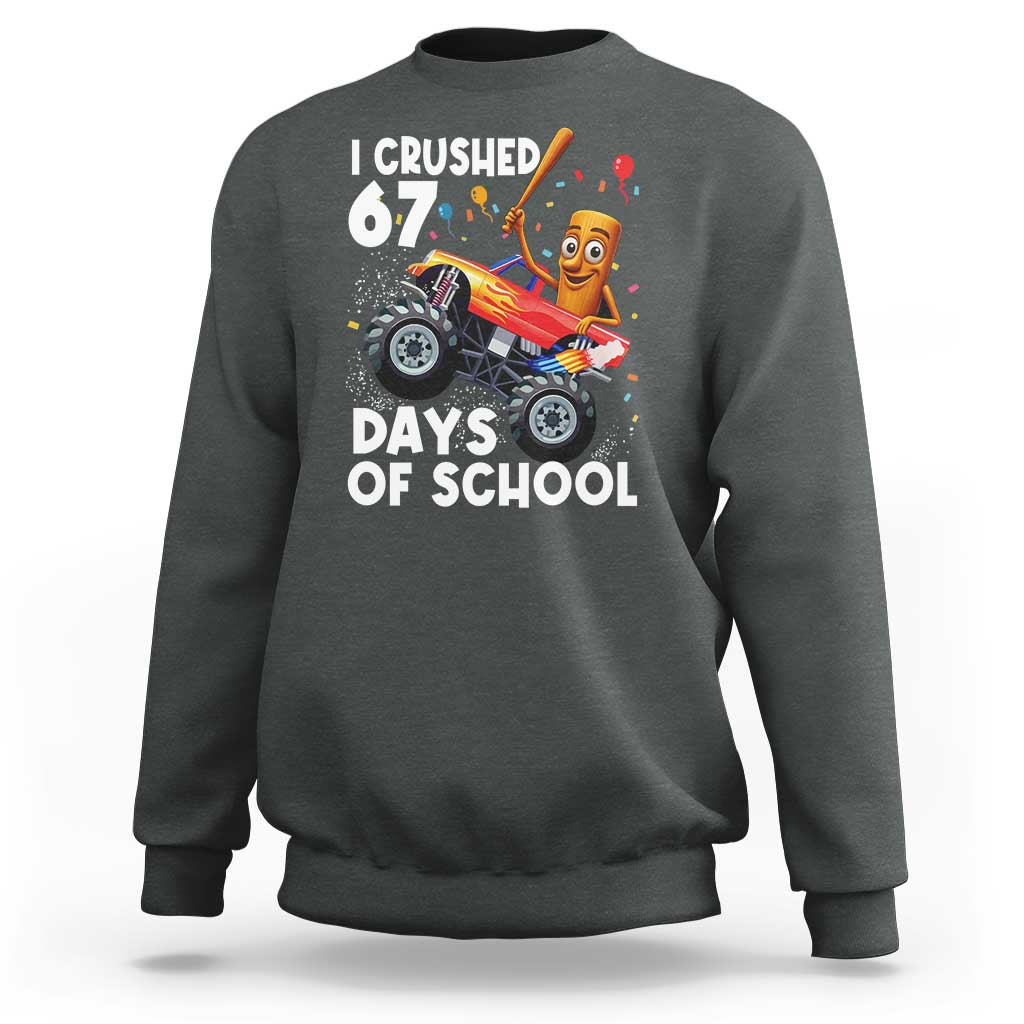 67 Days of School Monster Truck Sweatshirt 67th Day Boys Tung Tung Tung Sahur - Wonder Print Shop
