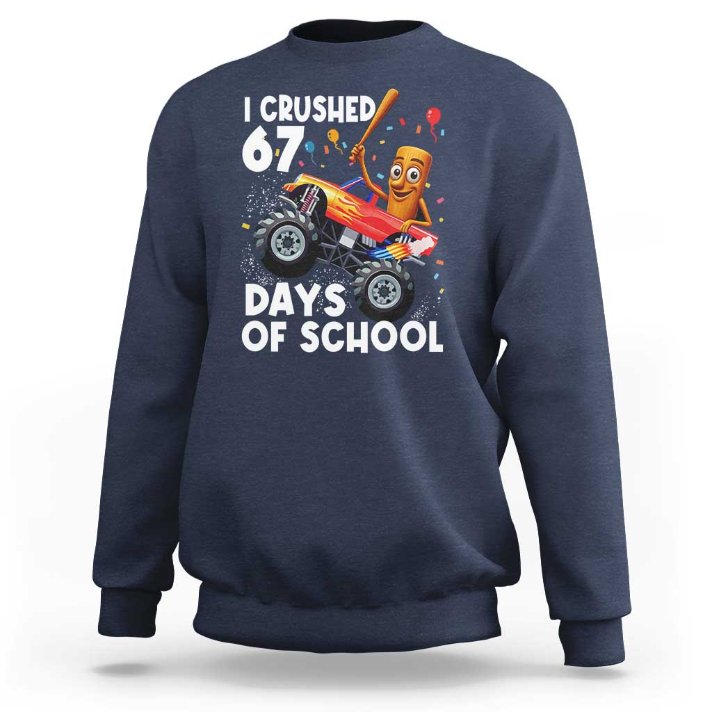 67 Days of School Monster Truck Sweatshirt 67th Day Boys Tung Tung Tung Sahur - Wonder Print Shop