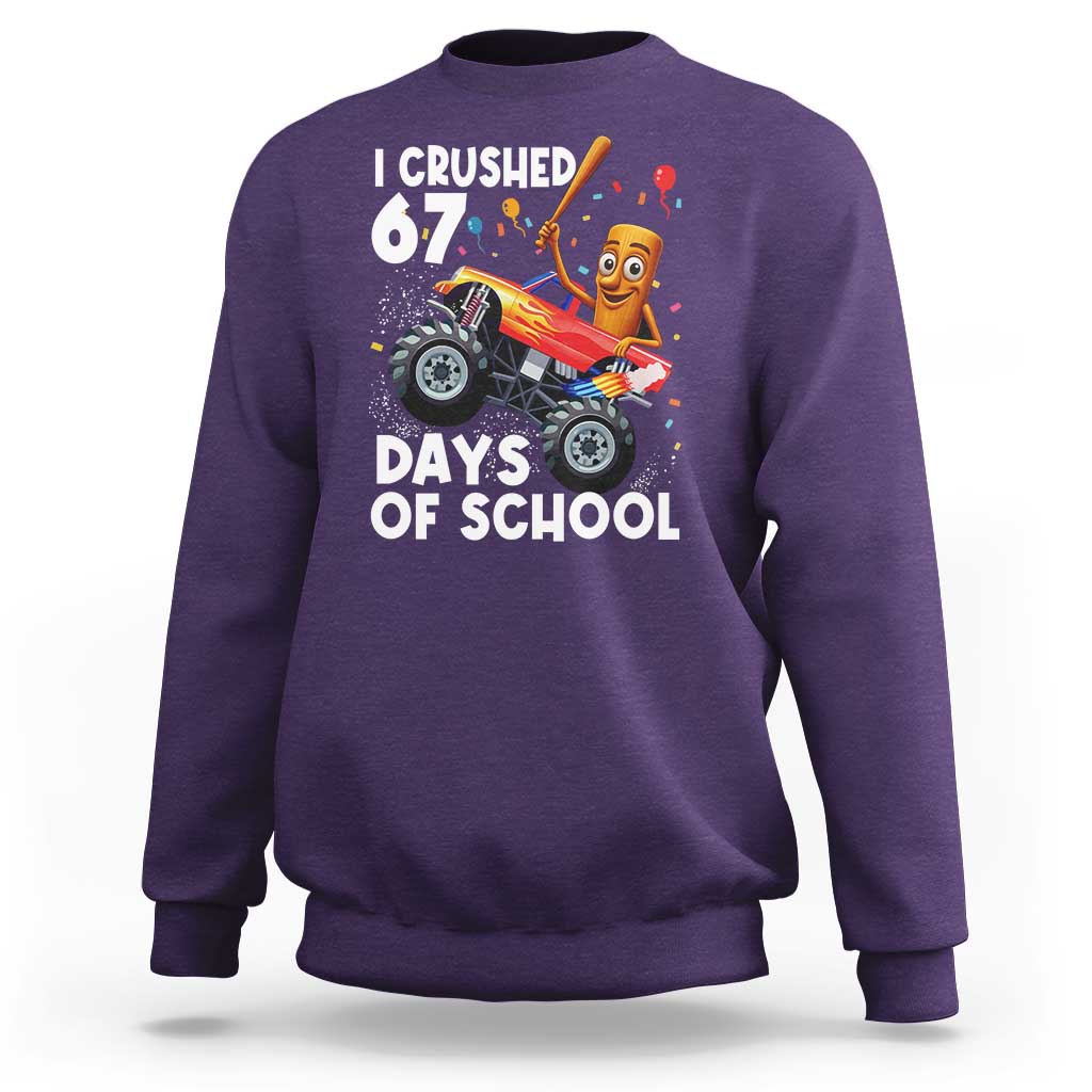 67 Days of School Monster Truck Sweatshirt 67th Day Boys Tung Tung Tung Sahur - Wonder Print Shop