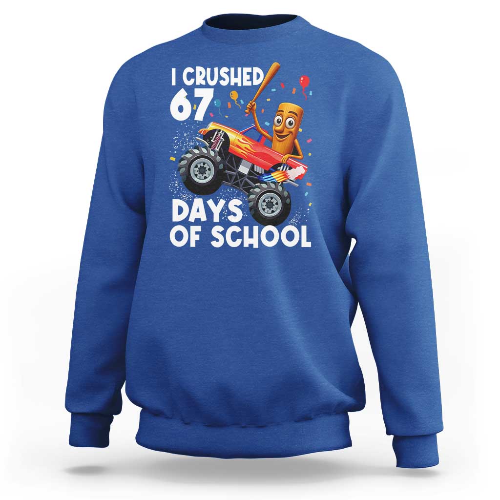 67 Days of School Monster Truck Sweatshirt 67th Day Boys Tung Tung Tung Sahur - Wonder Print Shop
