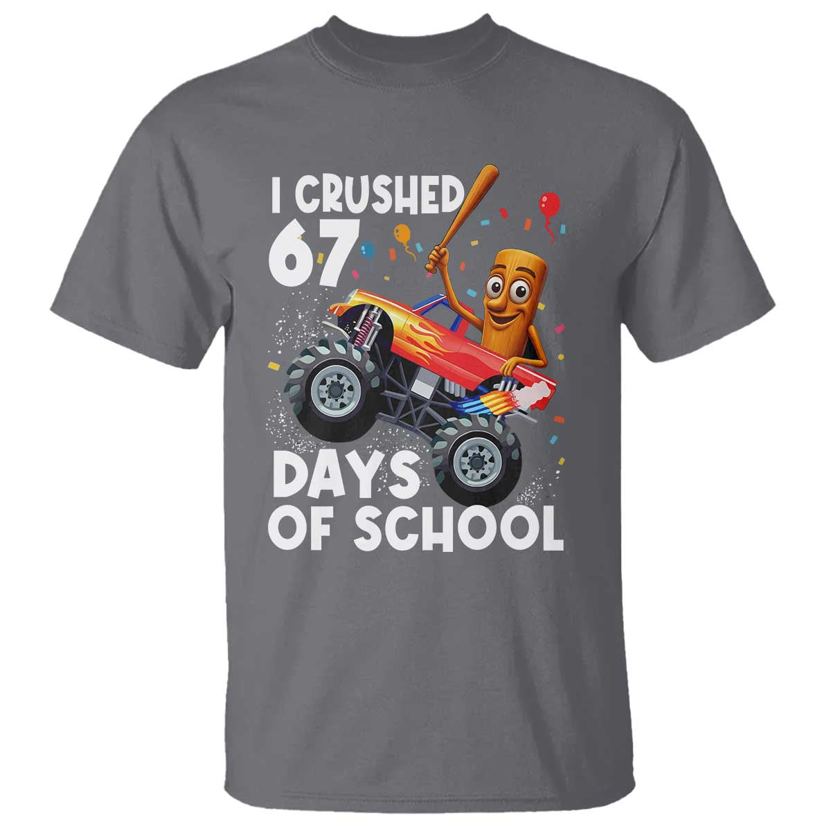 67 Days of School Monster Truck T Shirt 67th Day Boys Tung Tung Tung Sahur - Wonder Print Shop