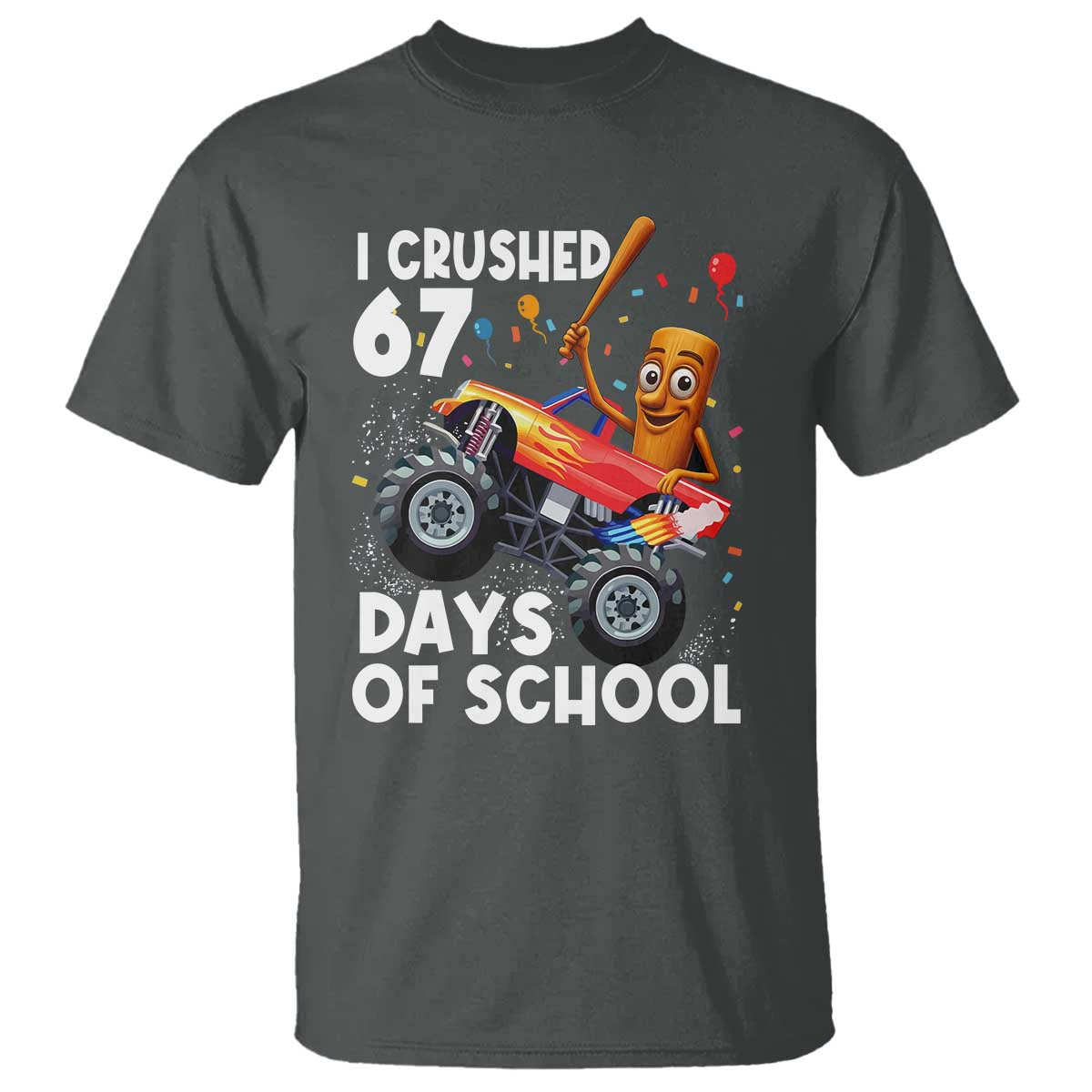 67 Days of School Monster Truck T Shirt 67th Day Boys Tung Tung Tung Sahur - Wonder Print Shop
