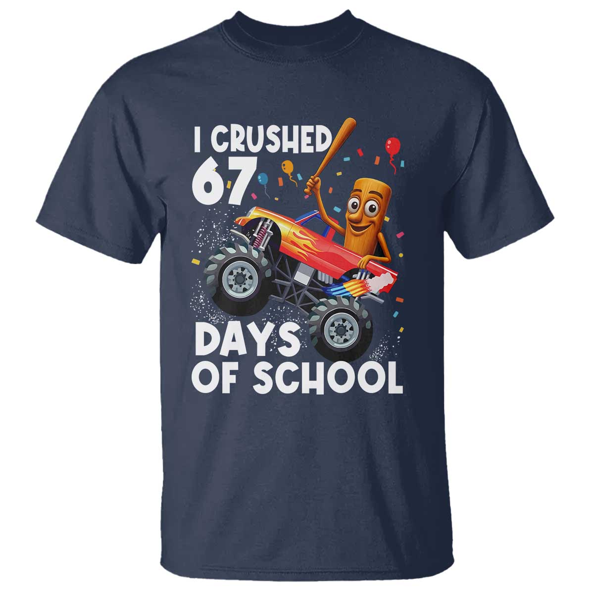 67 Days of School Monster Truck T Shirt 67th Day Boys Tung Tung Tung Sahur - Wonder Print Shop