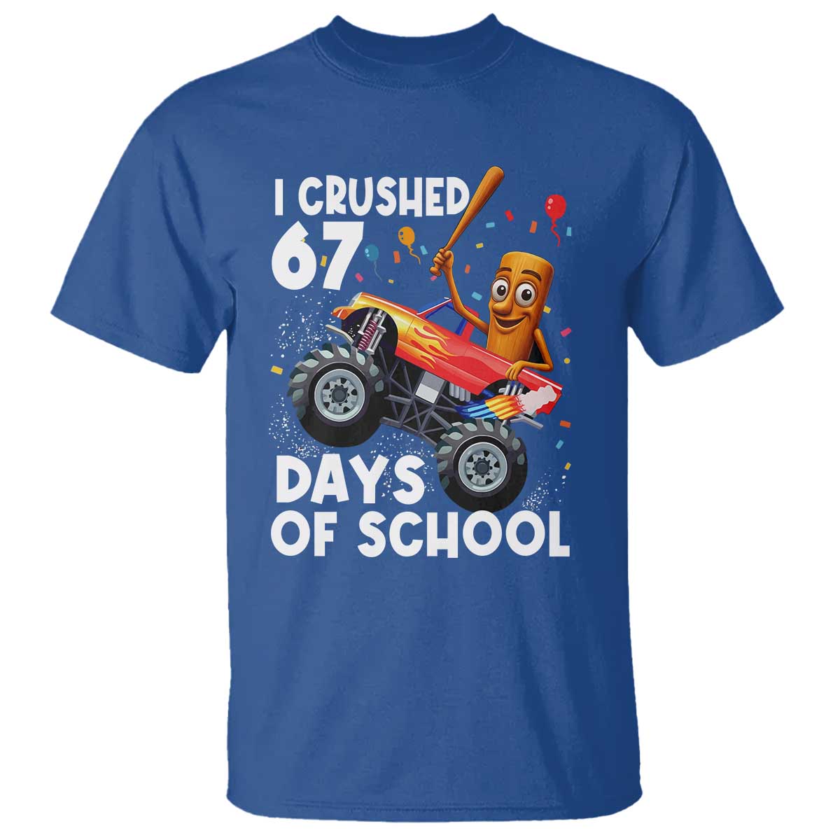 67 Days of School Monster Truck T Shirt 67th Day Boys Tung Tung Tung Sahur - Wonder Print Shop