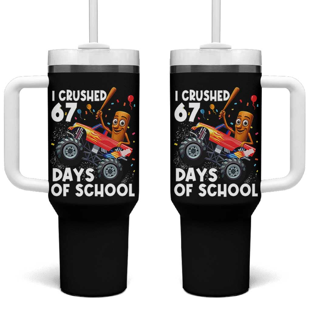 67 Days of School Monster Truck Tumbler With Handle 67th Day Boys Tung Tung Tung Sahur - Wonder Print Shop