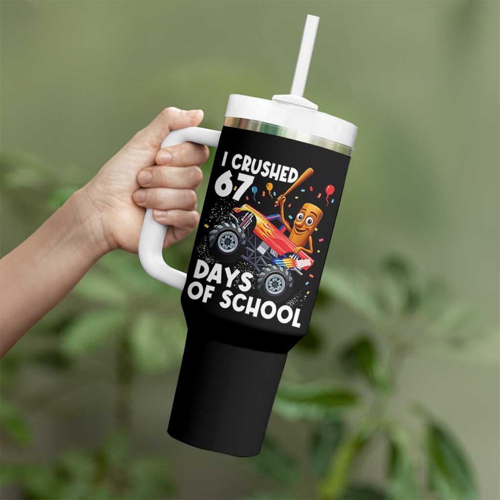 67 Days of School Monster Truck Tumbler With Handle 67th Day Boys Tung Tung Tung Sahur - Wonder Print Shop