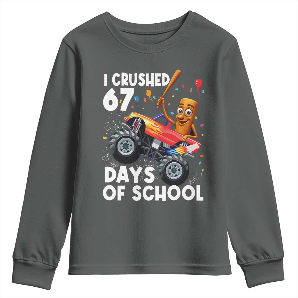 67 Days of School Monster Truck Youth Sweatshirt 67th Day Boys Tung Tung Tung Sahur - Wonder Print Shop