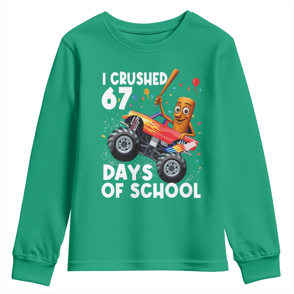 67 Days of School Monster Truck Youth Sweatshirt 67th Day Boys Tung Tung Tung Sahur - Wonder Print Shop