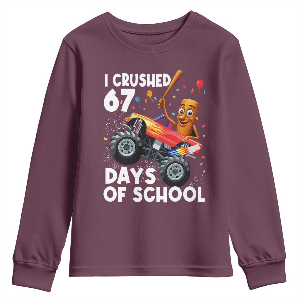 67 Days of School Monster Truck Youth Sweatshirt 67th Day Boys Tung Tung Tung Sahur - Wonder Print Shop