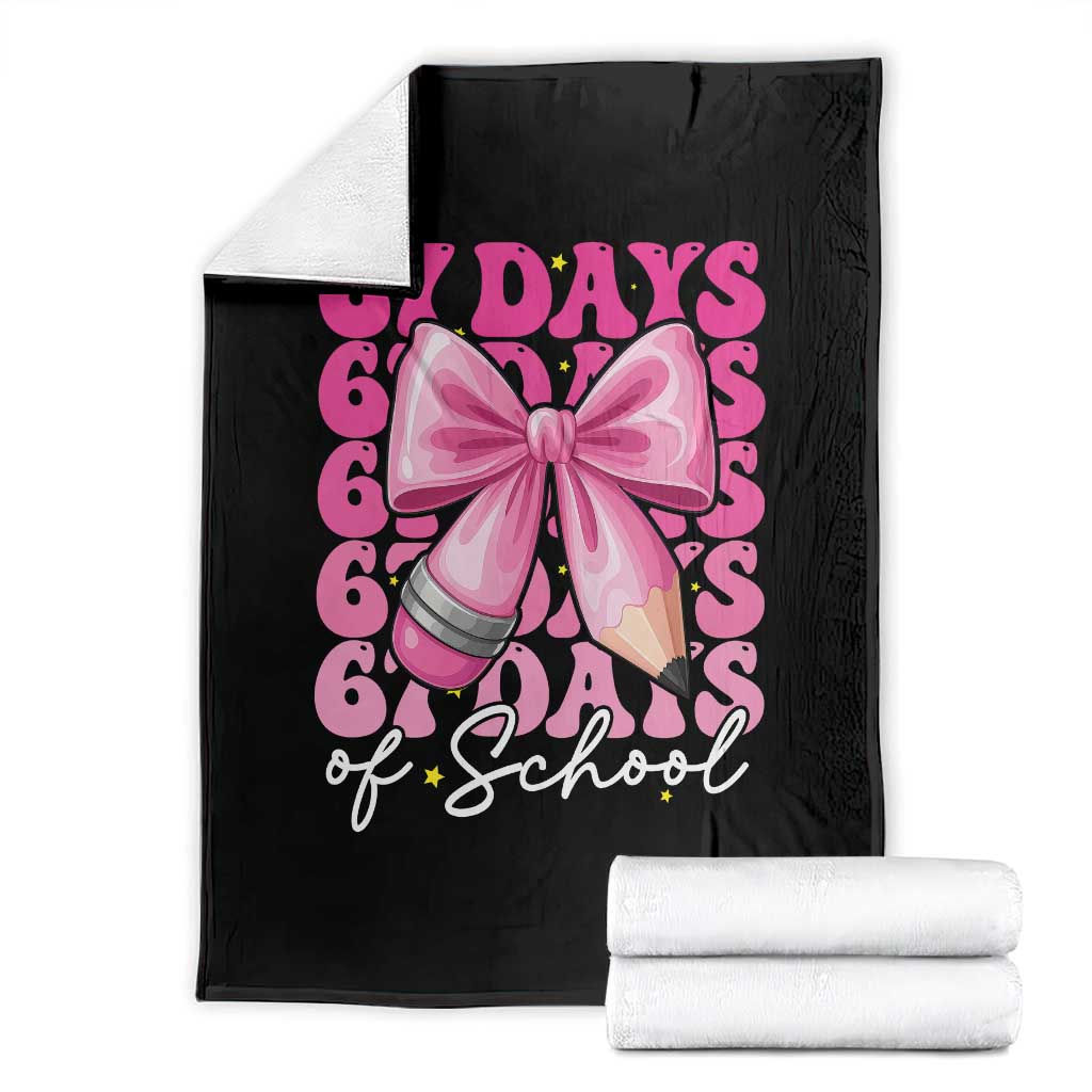 67 Days Of School Girls Coquette Bow Throw Blanket Funny Six Seven Meme 67th Day - Wonder Print Shop
