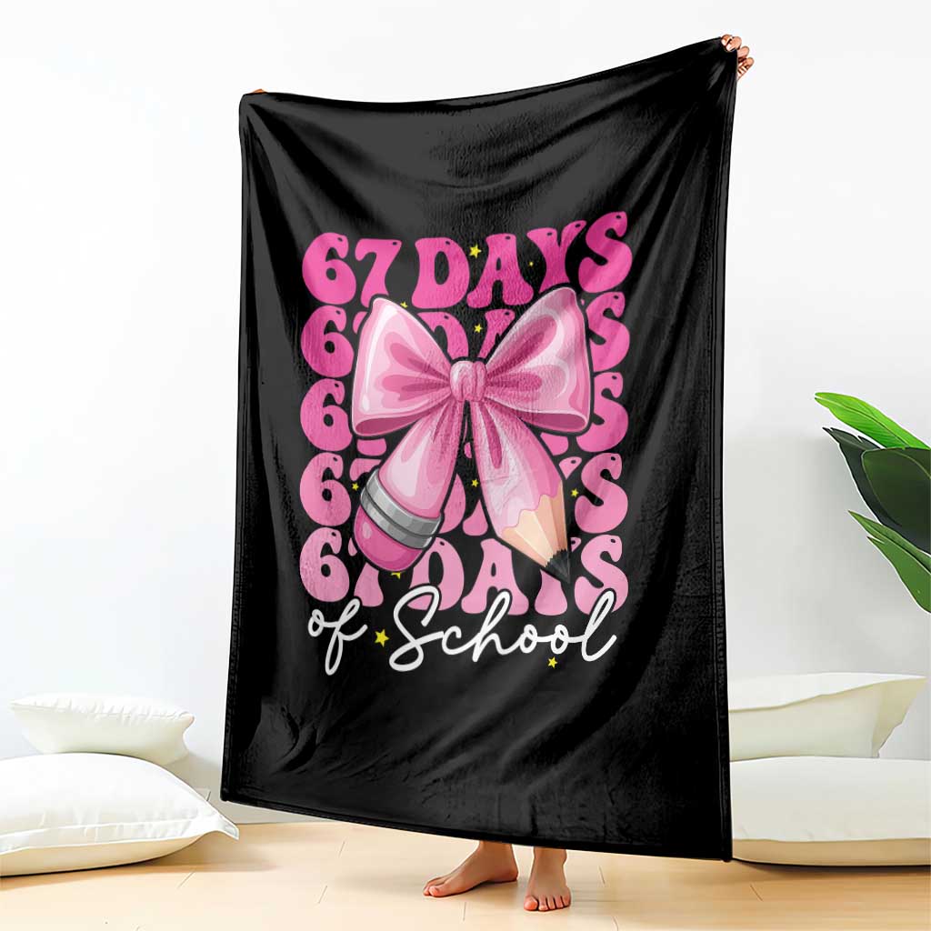67 Days Of School Girls Coquette Bow Throw Blanket Funny Six Seven Meme 67th Day - Wonder Print Shop