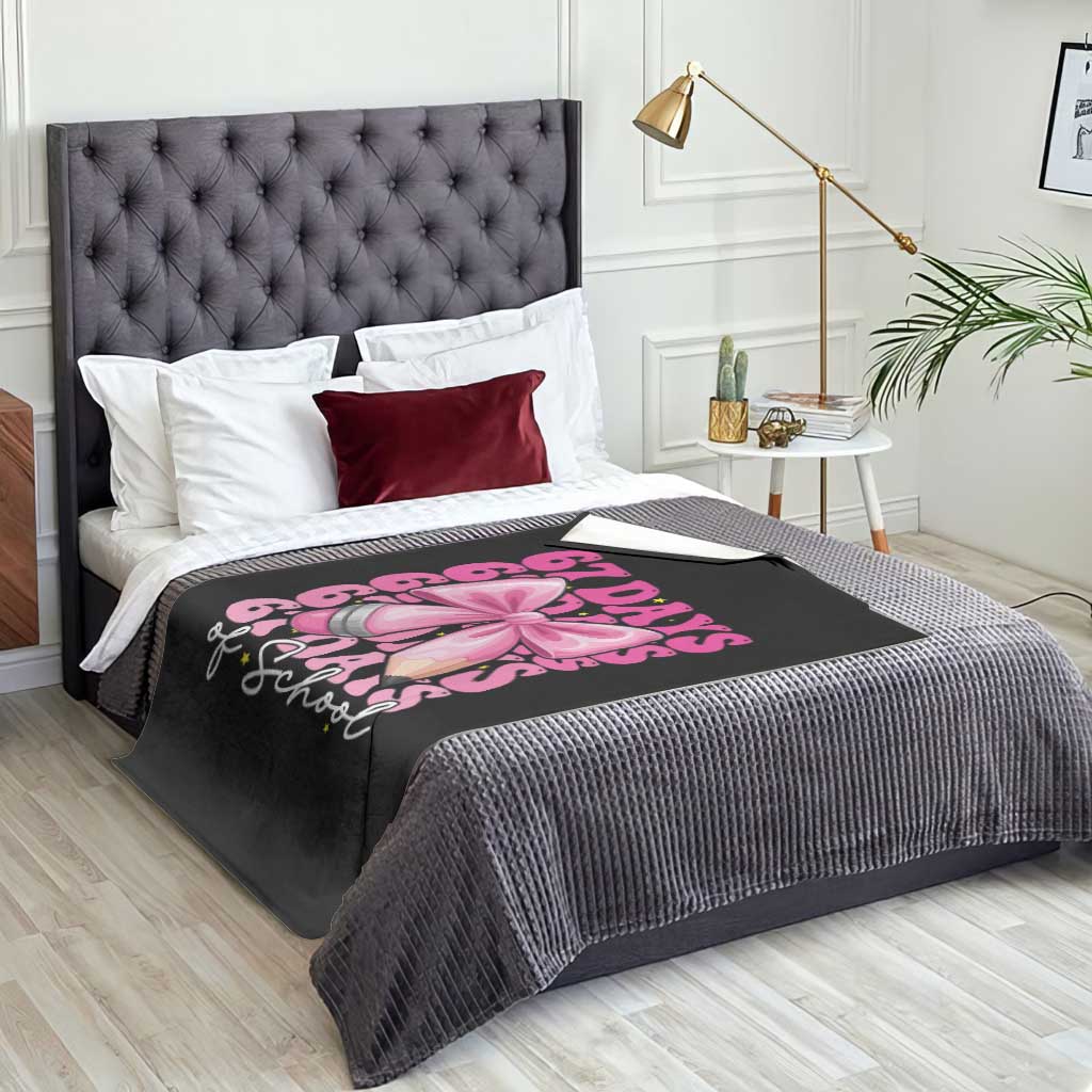 67 Days Of School Girls Coquette Bow Throw Blanket Funny Six Seven Meme 67th Day - Wonder Print Shop