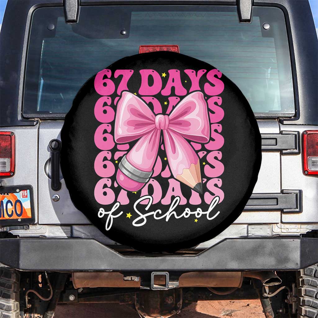 67 Days Of School Girls Coquette Bow Spare Tire Cover Funny Six Seven Meme 67th Day - Wonder Print Shop