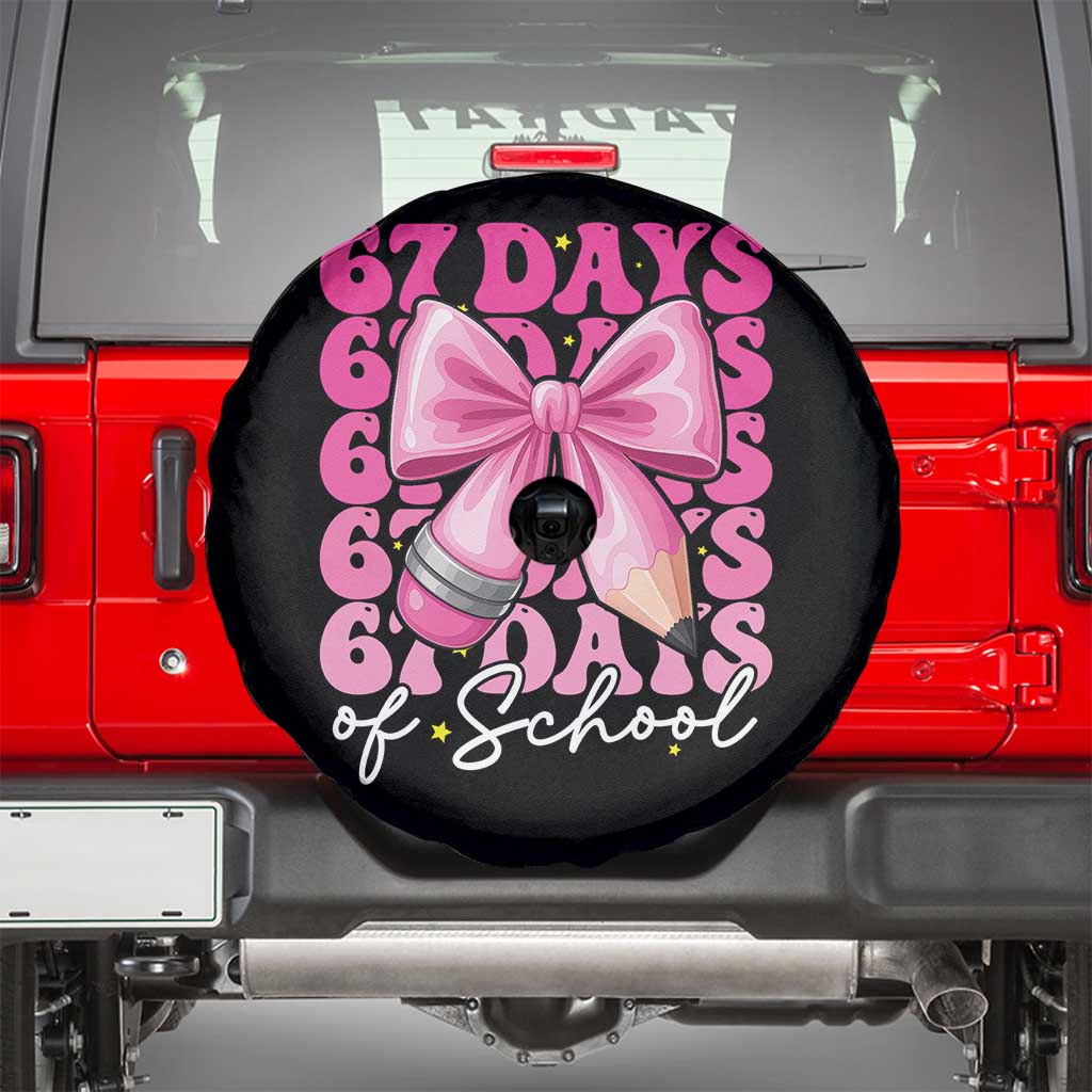 67 Days Of School Girls Coquette Bow Spare Tire Cover Funny Six Seven Meme 67th Day - Wonder Print Shop