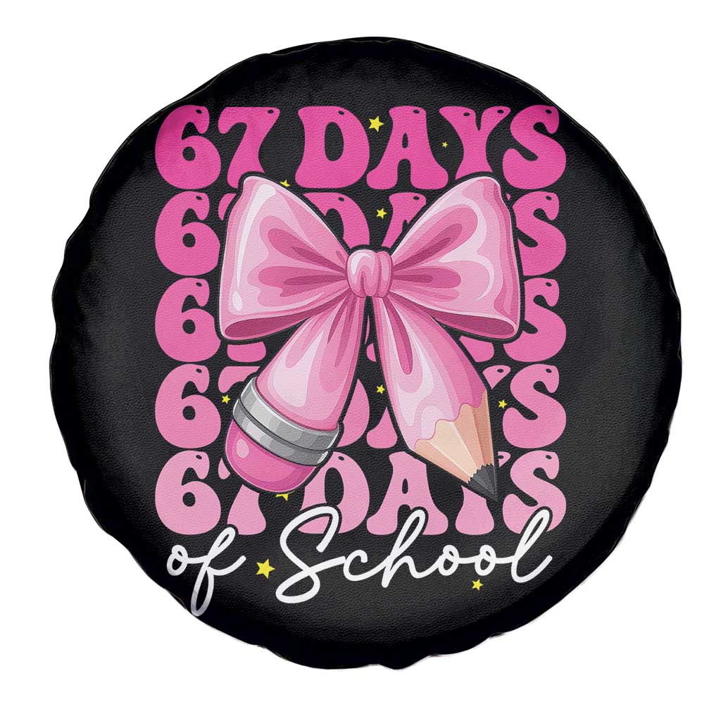 67 Days Of School Girls Coquette Bow Spare Tire Cover Funny Six Seven Meme 67th Day - Wonder Print Shop