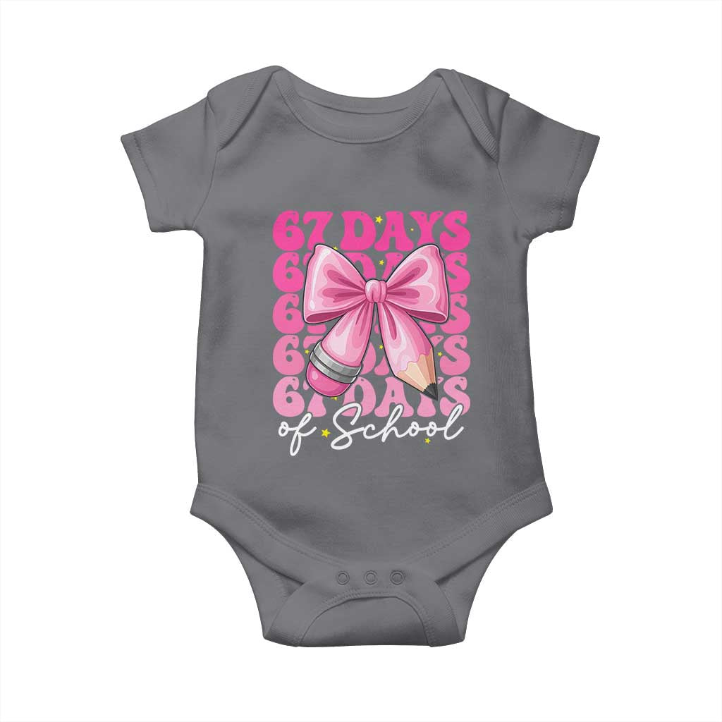 67 Days Of School Girls Coquette Bow Baby Onesie Funny Six Seven Meme 67th Day - Wonder Print Shop