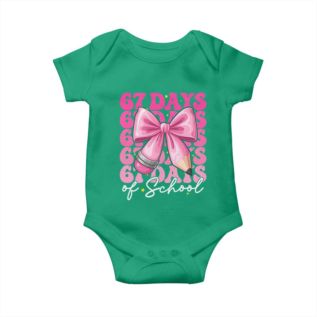 67 Days Of School Girls Coquette Bow Baby Onesie Funny Six Seven Meme 67th Day - Wonder Print Shop