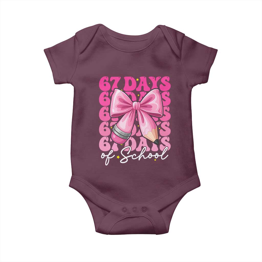 67 Days Of School Girls Coquette Bow Baby Onesie Funny Six Seven Meme 67th Day - Wonder Print Shop