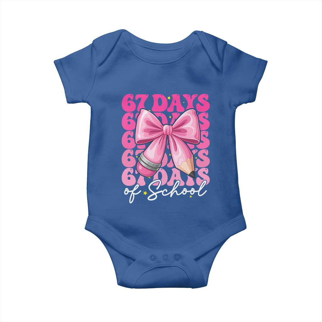 67 Days Of School Girls Coquette Bow Baby Onesie Funny Six Seven Meme 67th Day - Wonder Print Shop