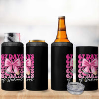 67 Days Of School Girls Coquette Bow 4 in 1 Can Cooler Tumbler Funny Six Seven Meme 67th Day - Wonder Print Shop